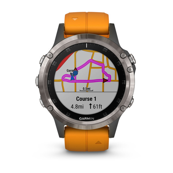 Garmin Fenix 5 Plus Sapphire титановый с оранжевым ремешком Garmin Fenix 5 Plus Sapphire титановый с оранжевым ремешком