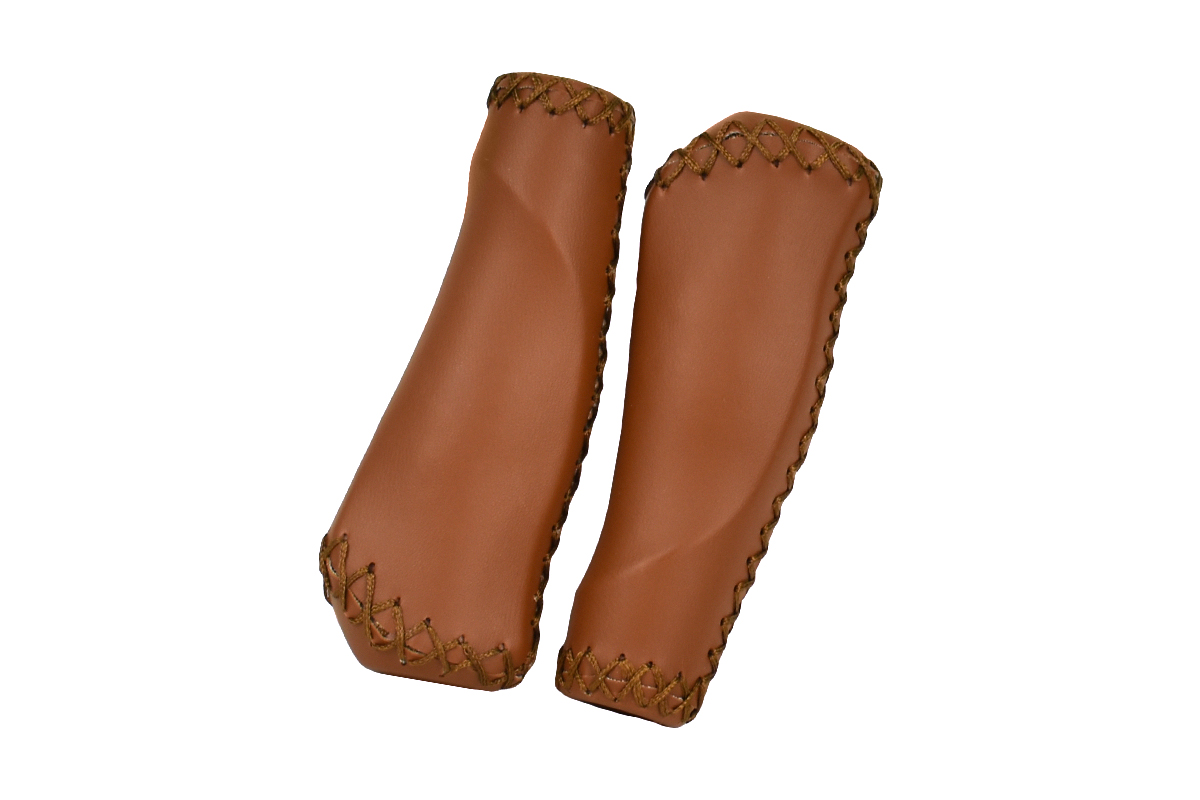 Грипсы MTB HL-GB310 135mm, эргономические, резина\кожзам, коричневые Грипсы MTB HL-GB310 135mm, эргономические, резина\кожзам, коричневые