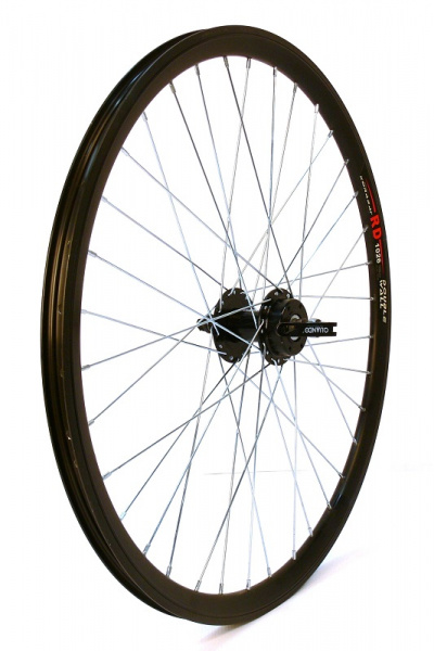 Колесо 26" MTB,переднее, под диск,двойной обод RD-1026,28х23мм,алюминиевый сплав, черный,черная втулка KT-M65FQR,100 мм с эксц. ,под диск 36 спиц,крепление ротора IS6 Колесо 26" MTB,переднее, под диск,двойной обод RD-1026,28х23мм,алюминиевый сплав, черный,черная втулка KT-M65FQR,100 мм с эксц. ,под диск 36 спиц,крепление ротора IS6
